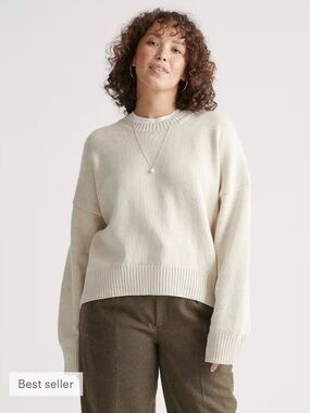 100% Organic Cotton Boyfriend Crew Sweater - Oatmeal